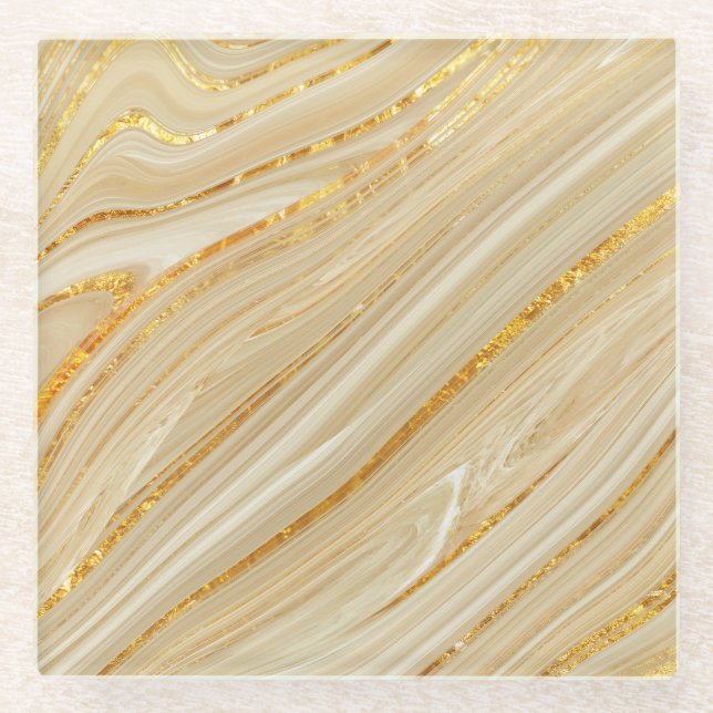 Golden marble: luxurious texture background. glass coaster (Front)