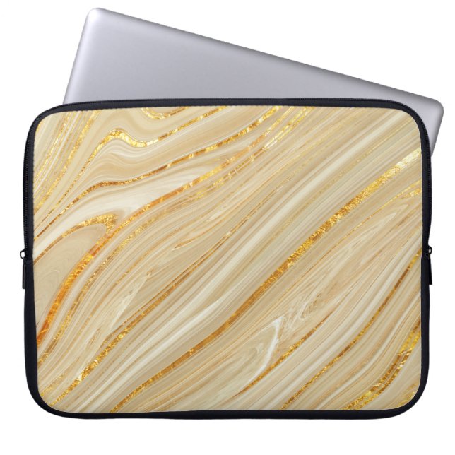 Golden marble: luxurious texture background. laptop sleeve (Front)
