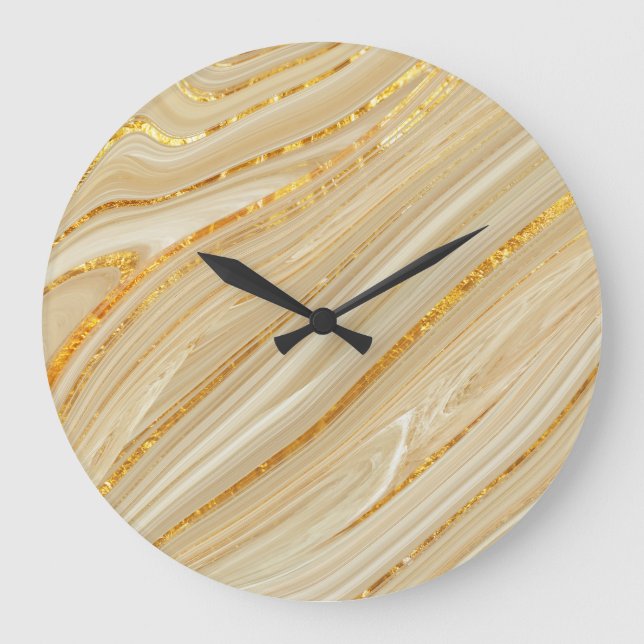 Golden marble: luxurious texture background. large clock (Front)