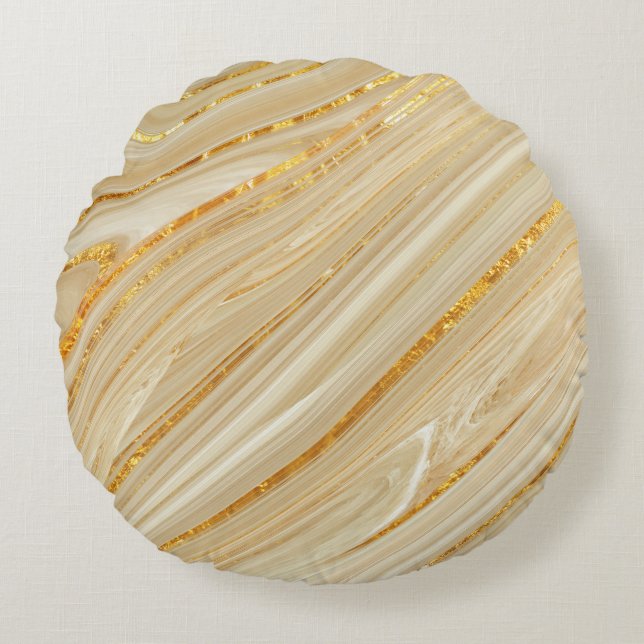 Golden marble: luxurious texture background. round cushion (Front)