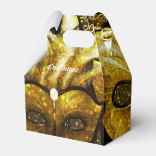 Golden Mardi Gras Masks Gable Favour Box