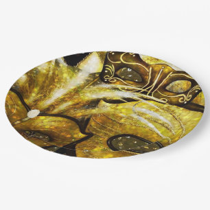 Golden Mardi Gras Masks Paper Plates