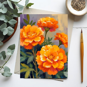 Golden Marigolds   Watercolor Flowers Floral Postcard