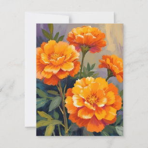 Golden Marigolds Watercolor Flowers Floral Thank You Card