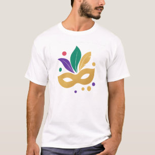 Golden Mask & Feathers — Elegant Mardi Gras 2026 D T-Shirt