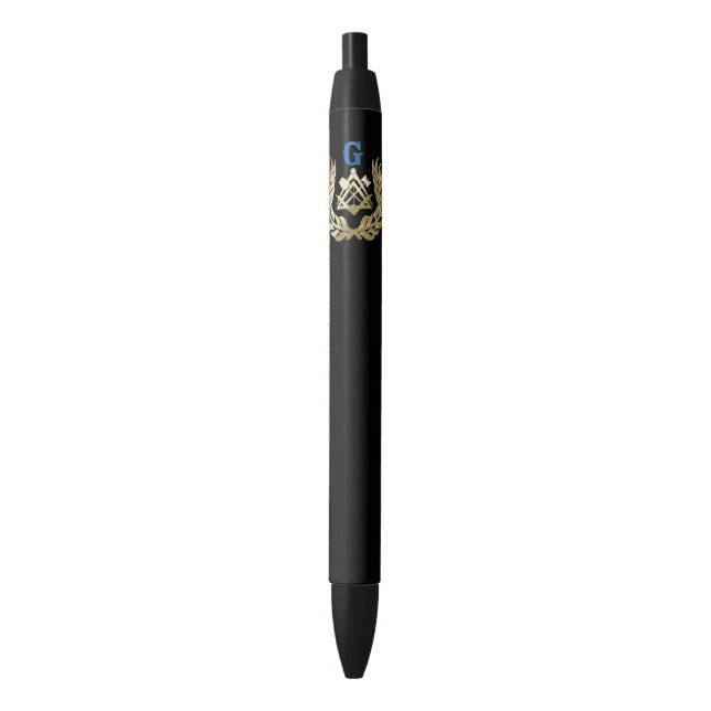 Golden masonry symbol black ink pen (Front Vertical)