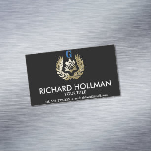 Golden masonry symbol magnetic business card