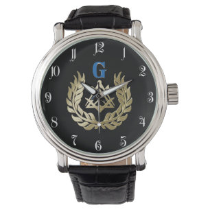 Golden masonry symbol watch