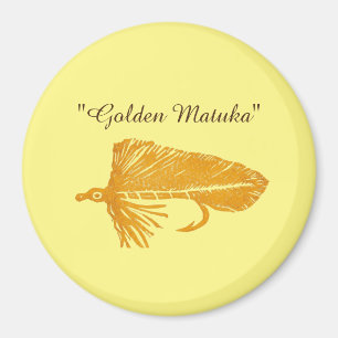 Golden Matuka streamer, fly fishing, fly tying art Magnet