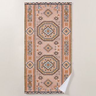 Golden Maze – Modern Moroccan Geometry Beach Towel