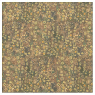 Golden Meadow, abstract floral, olive green yellow Fabric