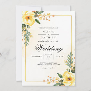 Golden Meadow Bloom Arch Wedding Invitation