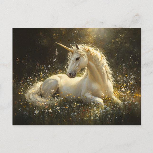 Golden Meadow Unicorn Postcard (Front)