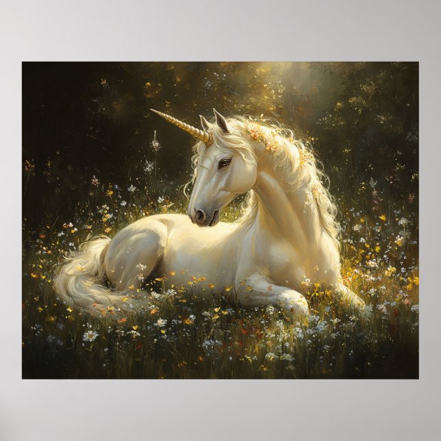 Golden Meadow Unicorn Poster (Front)