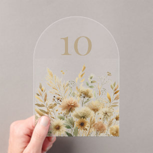 Golden Meadow Wildflower Wedding Acrylic Invitations