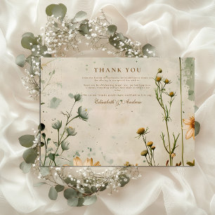 Golden Meadow Wildflower Wedding Thank You Card
