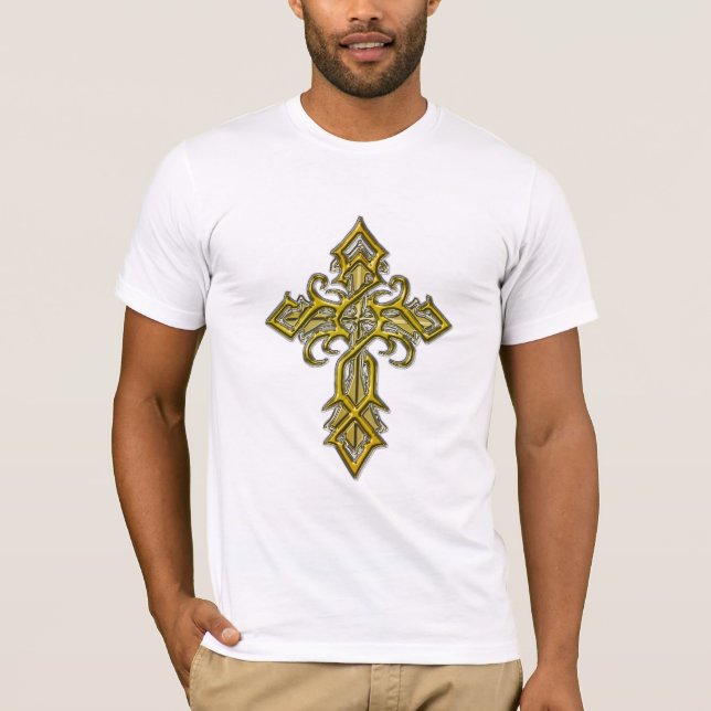 Golden Mediaeval Cross T-Shirt (Front)