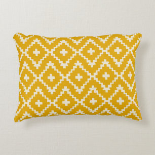 Golden Medina: Yellow Andalusian Moroccan Geometry Decorative Cushion