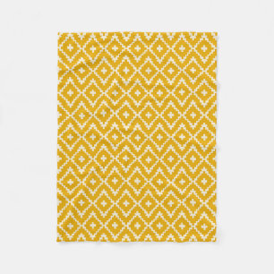 Golden Medina: Yellow Andalusian Moroccan Geometry Fleece Blanket