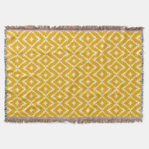Golden Medina: Yellow Andalusian Moroccan Geometry Throw Blanket