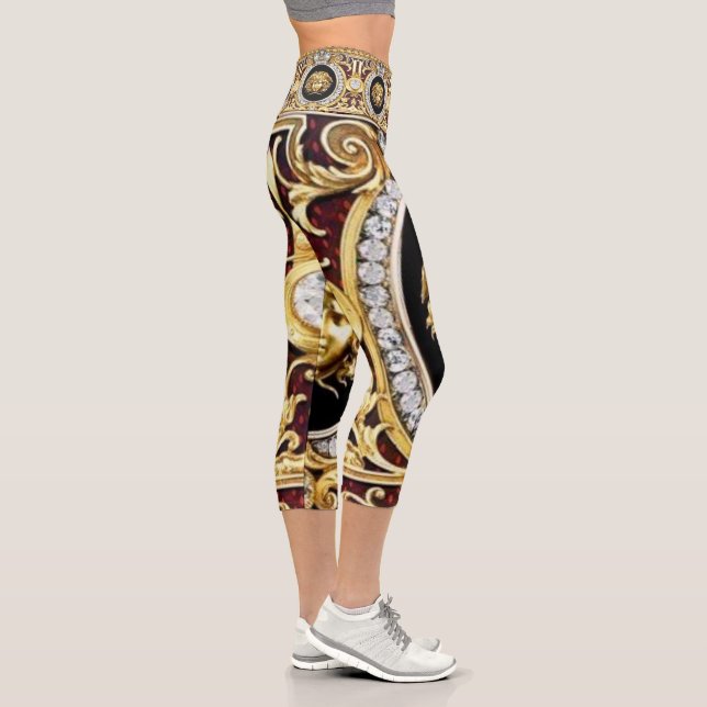 Golden Medusa Gems Capri Leggings (Right)