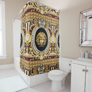 Golden Medusa Gems Shower Curtain
