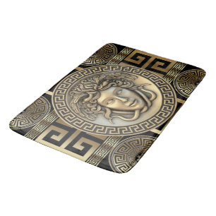 Golden Medusa Greek Key Bath Mat