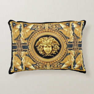 Golden Medusa Greek Sphinges Designer  Decorative Cushion
