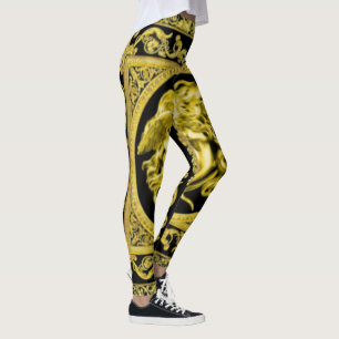 Golden Medusa with Arabesques Leggings