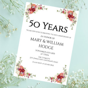 "Golden Memories: Celebrating 50 Years of Love" Invitation
