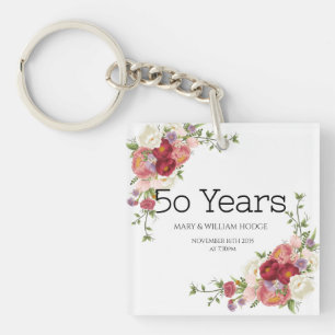 "Golden Memories: Celebrating 50 Years of Love" Key Ring