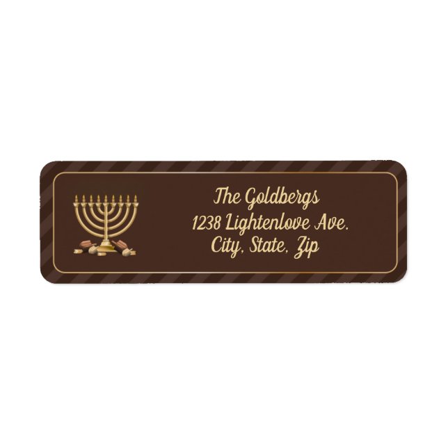 Golden Menorah & Diagonal Stripes (Front)