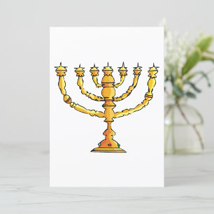 Golden Menorah Jewish Candle Holder Invitation