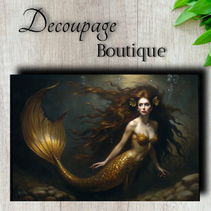 Golden Mermaid Fantasy Decoupage Tissue Paper