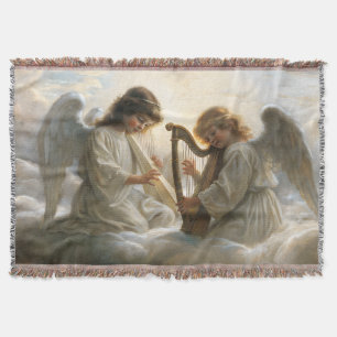 Golden Mermaid Fantasy - Ocean Theme Throw Blanket