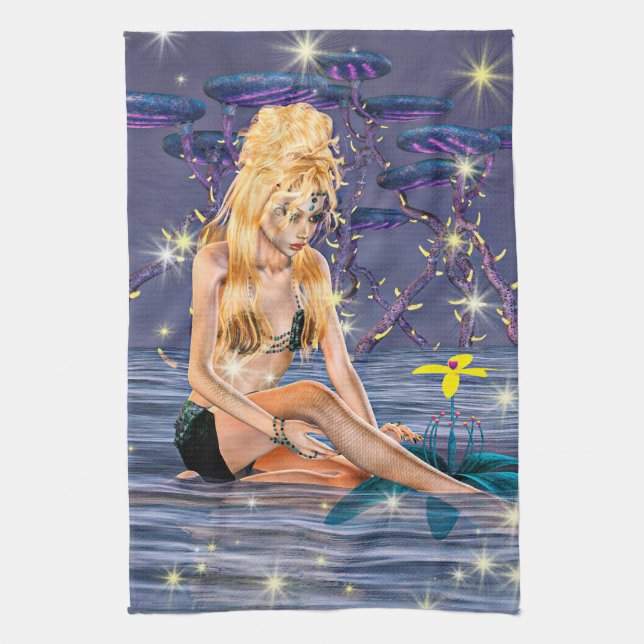 Golden Mermaid Tea Towel (Vertical)