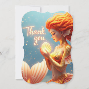 Golden Mermaid Thank You Card Ocean Fantasy Art