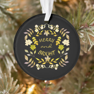 GOLDEN MERRY AND BRIGHT personalised Ornament
