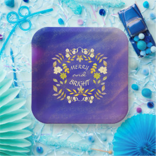 GOLDEN MERRY AND BRIGHT personalised Paper Plate