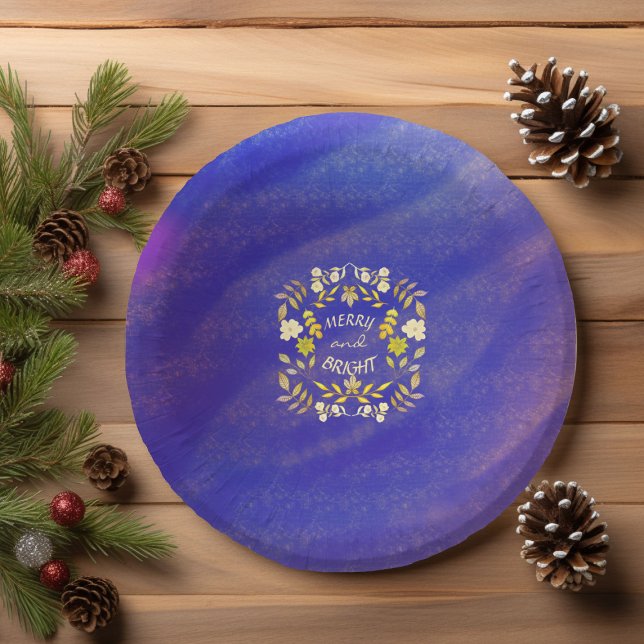GOLDEN MERRY AND BRIGHT personalised Paper Plate (Creator Uploaded)
