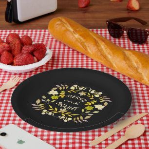 GOLDEN MERRY AND BRIGHT personalised Paper Plates