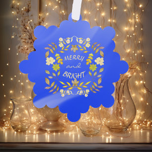 GOLDEN MERRY AND BRIGHT personalised Tree Decoration Card