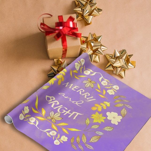 GOLDEN MERRY AND BRIGHT personalised Wrapping Paper (Creator Uploaded)