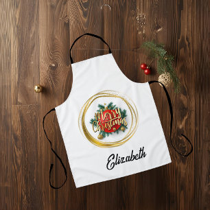 Golden Merry Christmas Personalized Apron