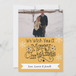 Golden Merry Christmas Photo Holiday Card