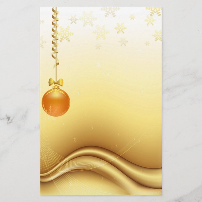 Golden Merry Christmas Stationery (Front)