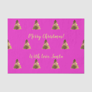 Golden Merry Christmas Tree with Candles Elegant Tissue Paper