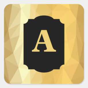Golden metallic black custom monogram square sticker