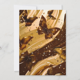 Golden Metallic Butterfly Glam Abstract Announcement
