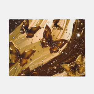 Golden Metallic Butterfly Glam Abstract Doormat